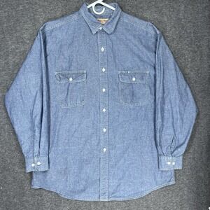 Vintage Big Mac Shirt Mens XL Blue Chambray Workwear Long Sleeve Button up 90s